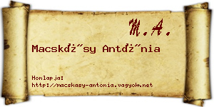 Macskásy Antónia névjegykártya
